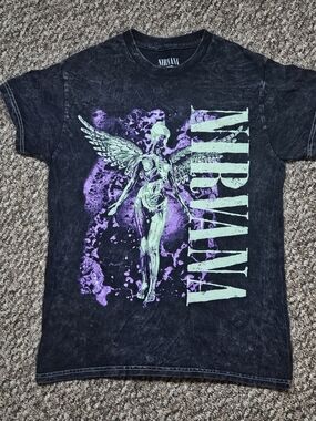 Vintage NIRVANA Black Acid-Washed "In Utero" Tee, Size Small